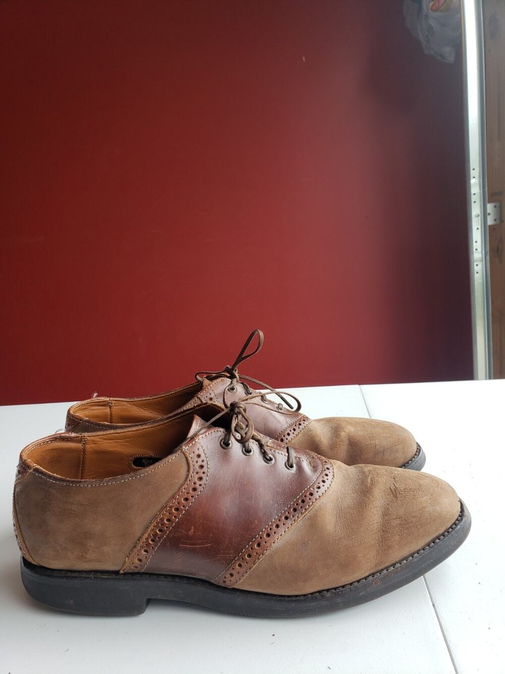 Allen Edmonds Shoes Size 9 D Mens Brown Oxford Presscott Saddle Two Tone Leather